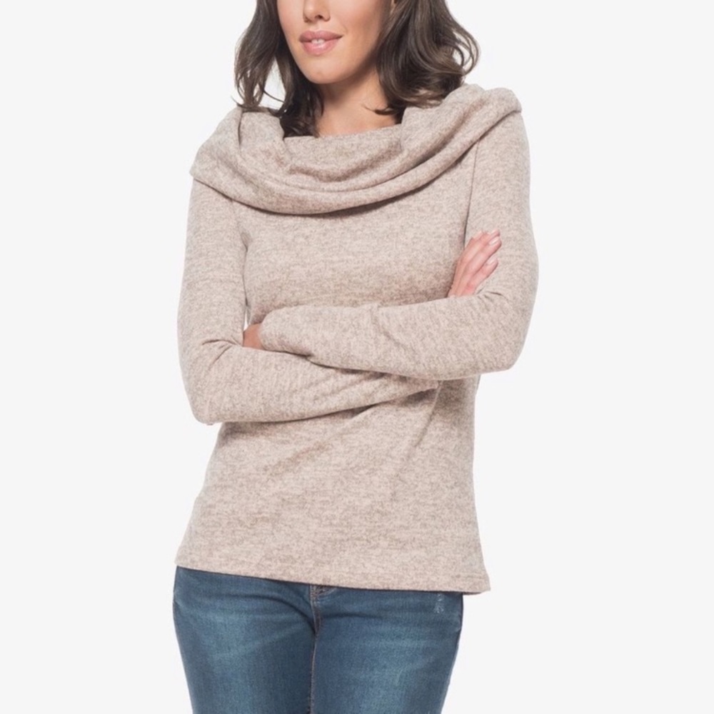 💥 CLEARANCE Cowl Neck Slouchy Knit Sweater Top Sandy Beige